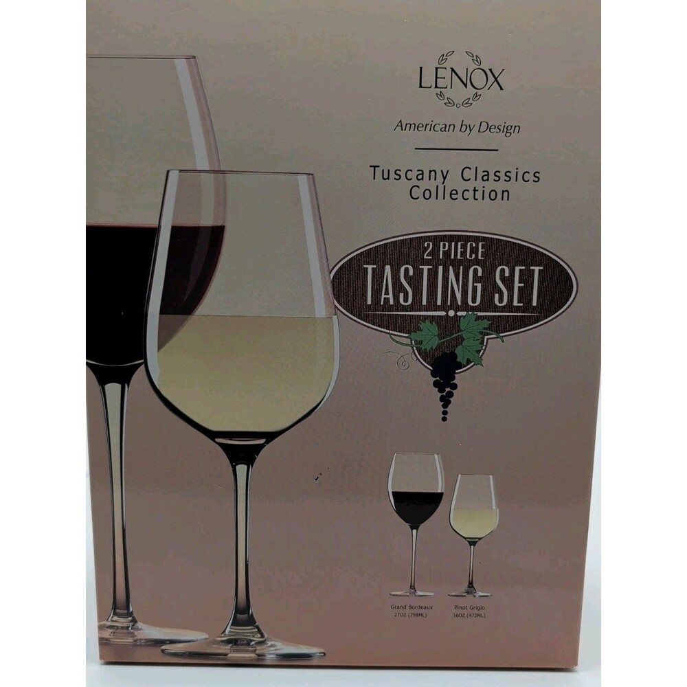 Lenox Tuscany Classics 2 Piece Tasting Set White Red Wine Glasses Crystal